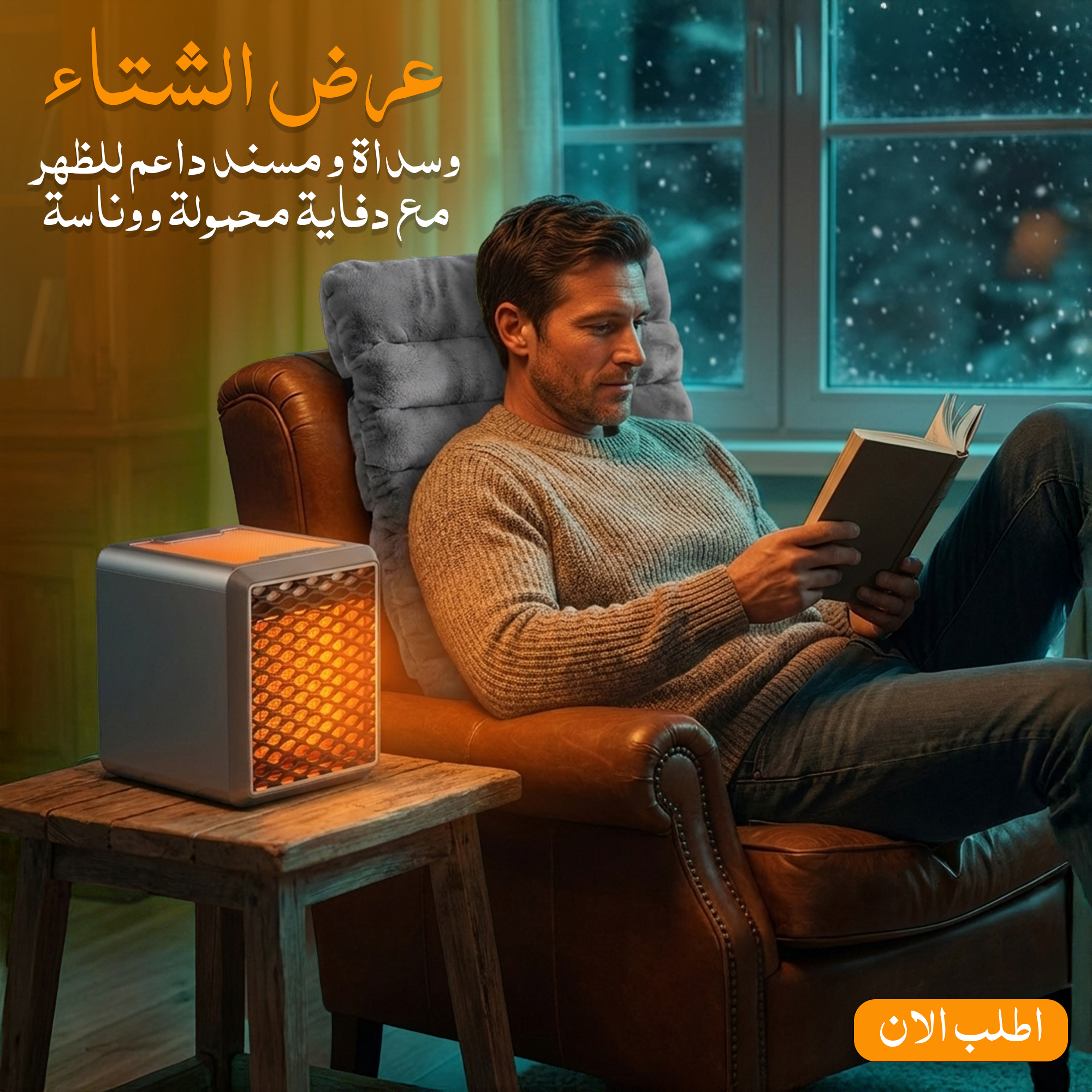 عرض  دفاية محمولة ووناسة 1500 وات مع وسداة و مسند داعم للظهر للسيارة و المكتب