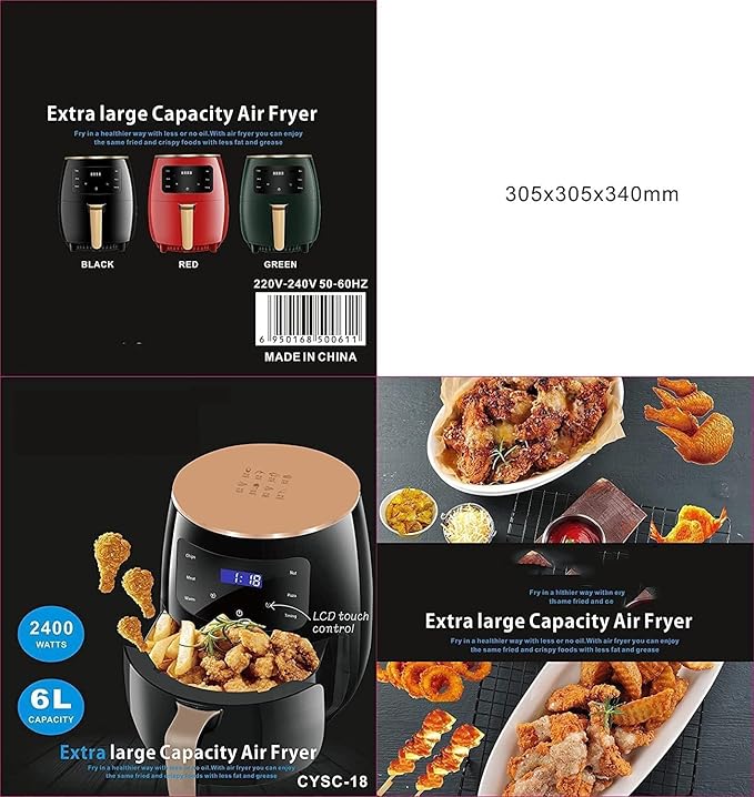 • قلاية هوائية 6 Silver Crest Liter Black